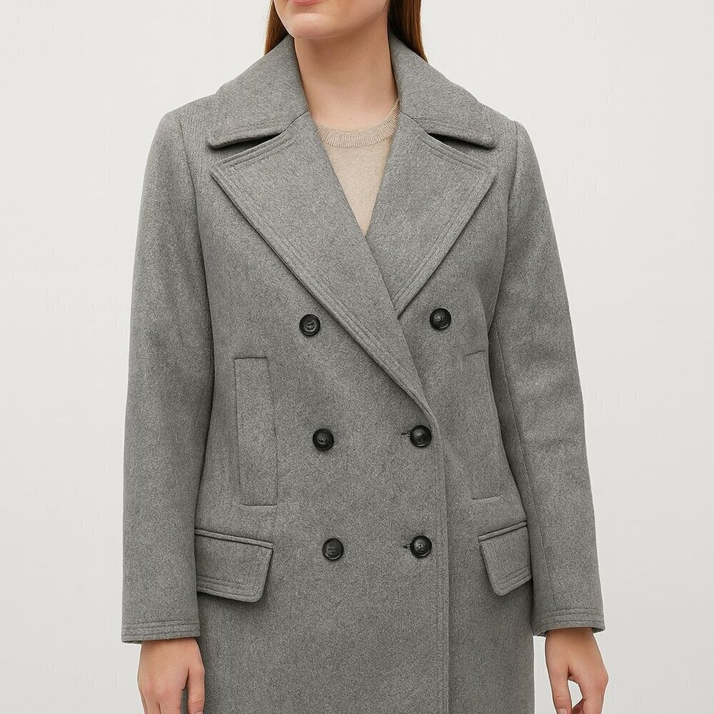 Banana Republic Mid-Length Wool Blend Pea Coat – Size M – Grey